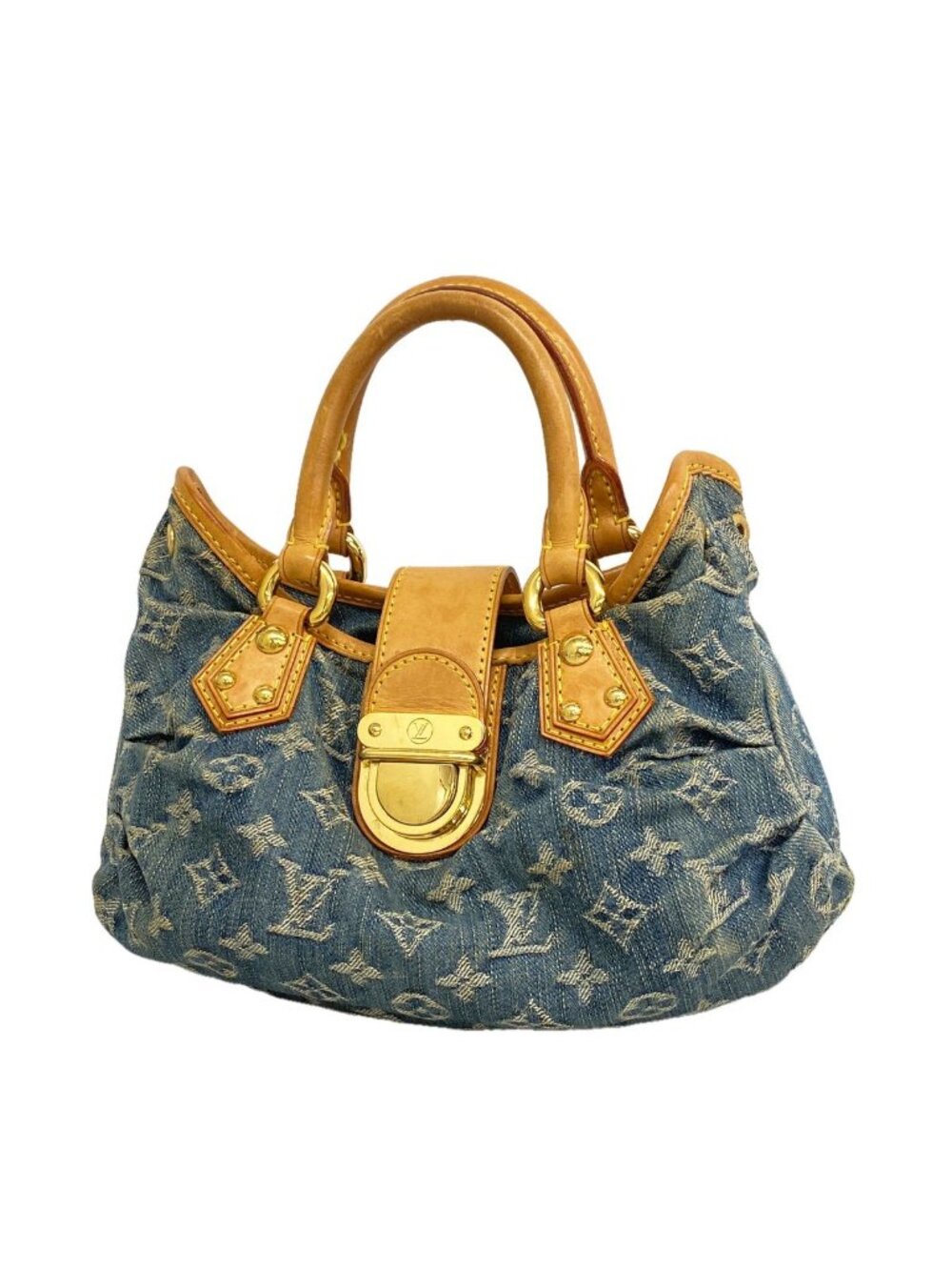 Louis Vuitton Handbag Monogram Denim Pleaty Blue